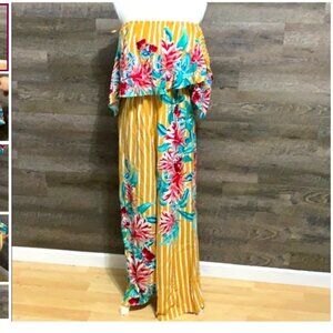 Floral Jumpsuit - Off the Shoulder